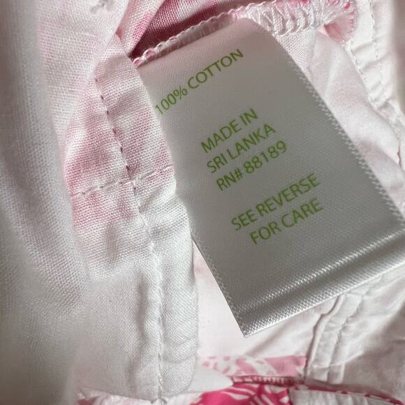 Lilly Pulitzer Hottie Pink White Get Crackin Buttercup Scalloped Shorts Size 2 - Picture 7 of 7